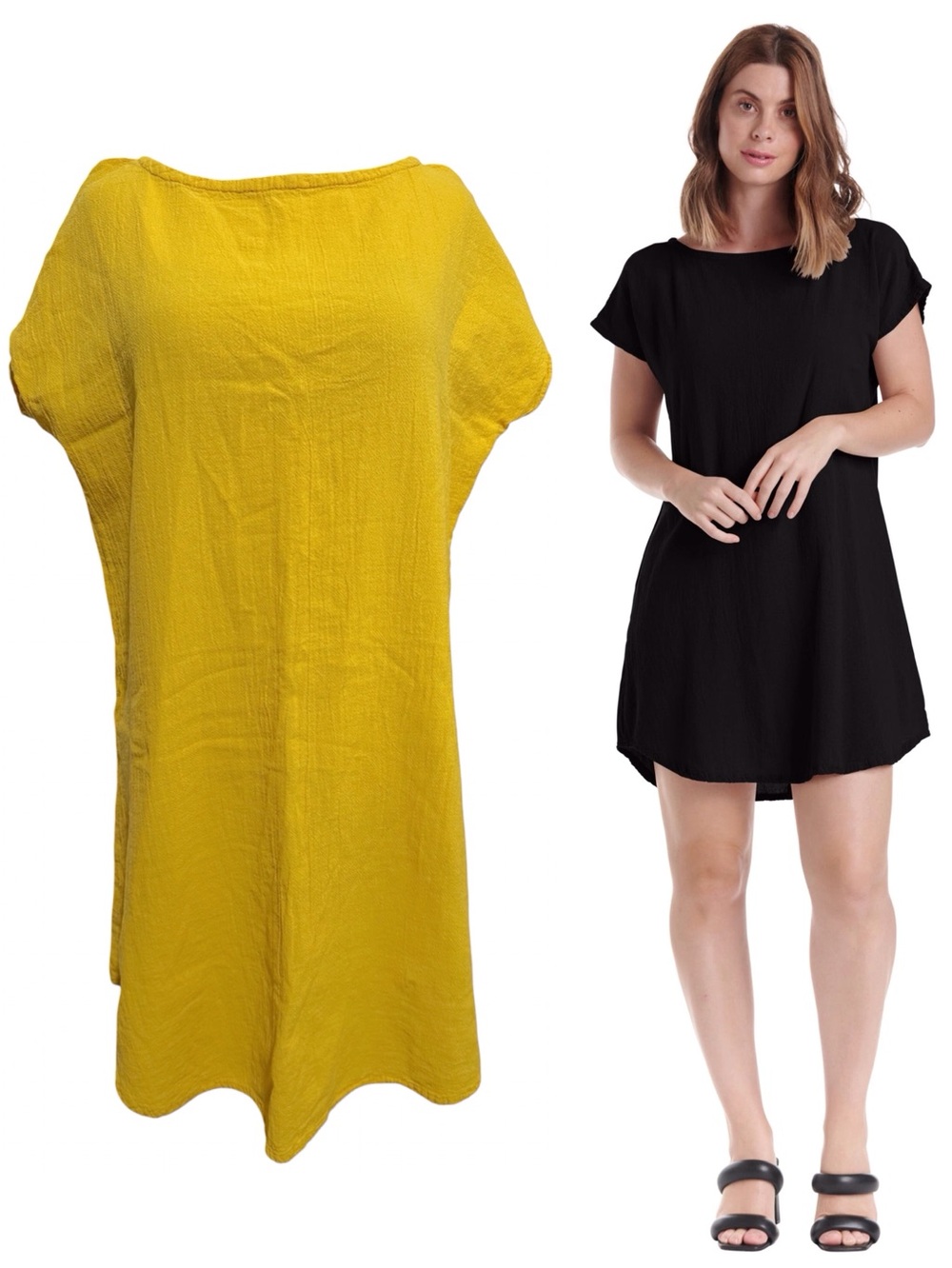 Oh My Gauze! Yellow 100% Cotton Mini Popover Dress Shift Dress Size 1 = 6/8/10